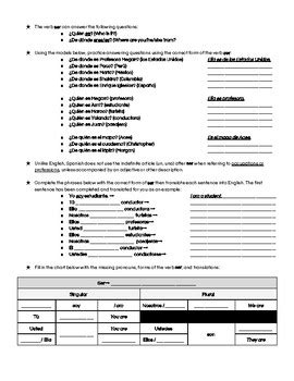 1.3 Present Tense Of Ser Answer Key