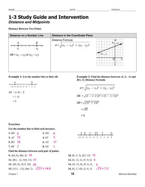 1-3 Skills Practice Locating Points And Midpoints Answer Key