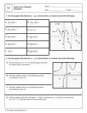 1.6 Limits And Continuity Homework Answers