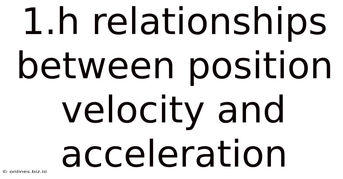 1.h Relationships Between Position Velocity And Acceleration
