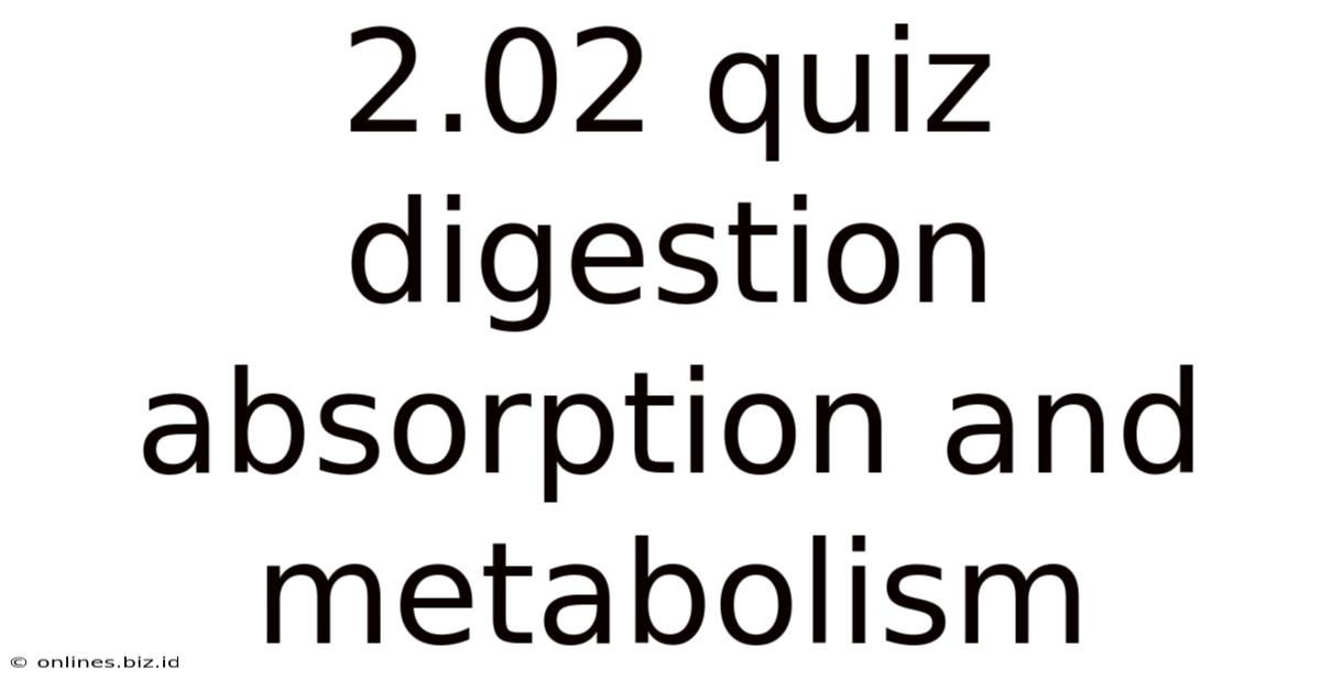 2.02 Quiz Digestion Absorption And Metabolism