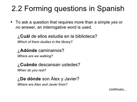 2.2 Forming Questions In Spanish Muchas Preguntas