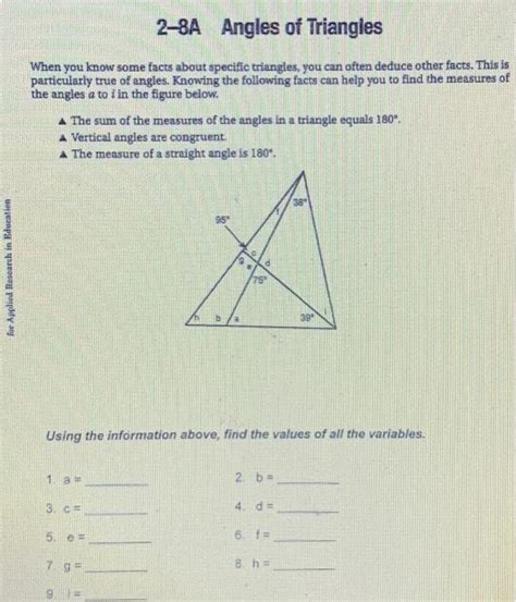 2 8a Angles Of Triangles Answer Key