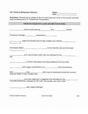 4.01 Immune Response Handout Answer Key