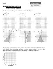 4-5 Additional Practice Systems Of Linear Inequalities