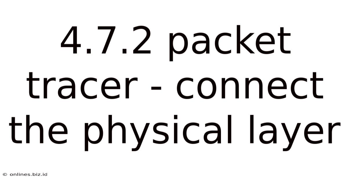 4.7.2 Packet Tracer - Connect The Physical Layer