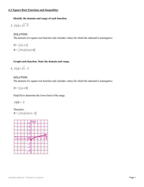 6 3 Practice Square Root Functions And Inequalities