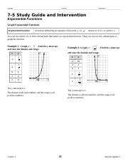 7 5 Study Guide And Intervention Exponential Functions