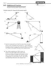 8-5 Additional Practice Problem Solving With Trigonometry