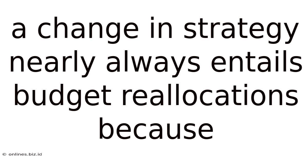 A Change In Strategy Nearly Always Entails Budget Reallocations Because