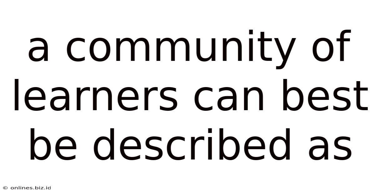 A Community Of Learners Can Best Be Described As