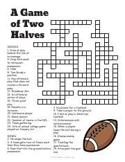 A Game Of Two Halves Crossword Answer Key