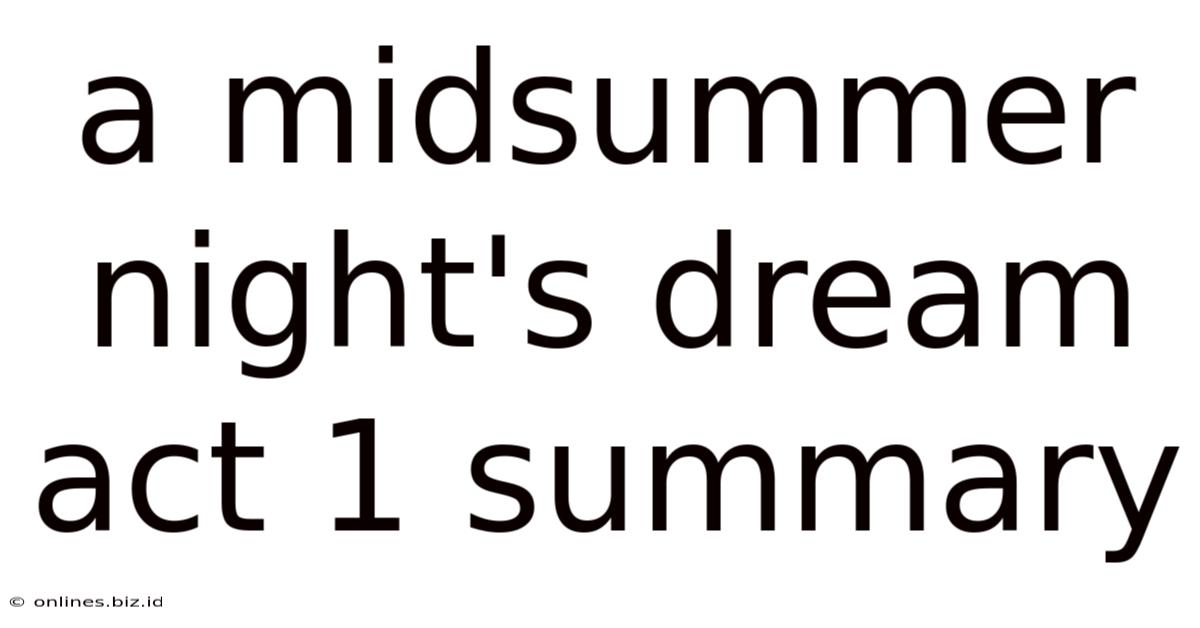 A Midsummer Night's Dream Act 1 Summary