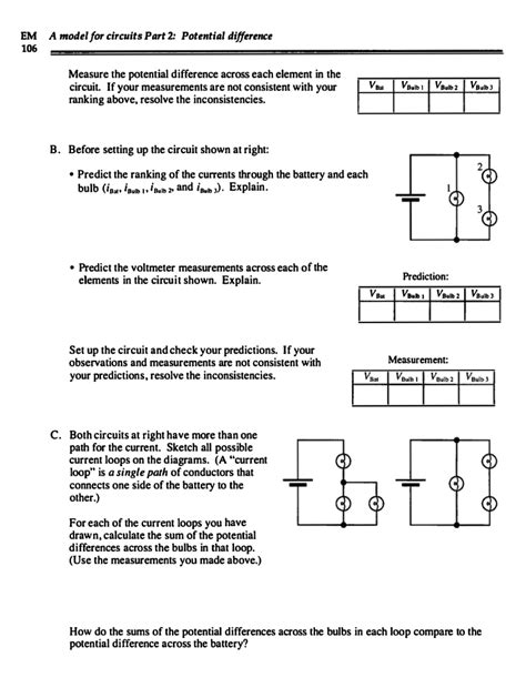 A Model For Circuits Part 2 Potential Difference