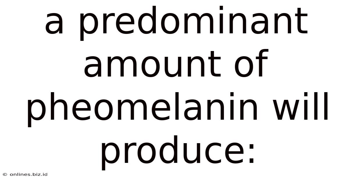 A Predominant Amount Of Pheomelanin Will Produce: