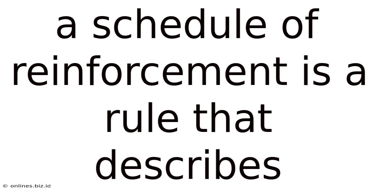 A Schedule Of Reinforcement Is A Rule That Describes