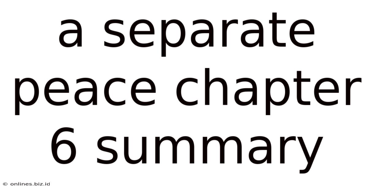 A Separate Peace Chapter 6 Summary