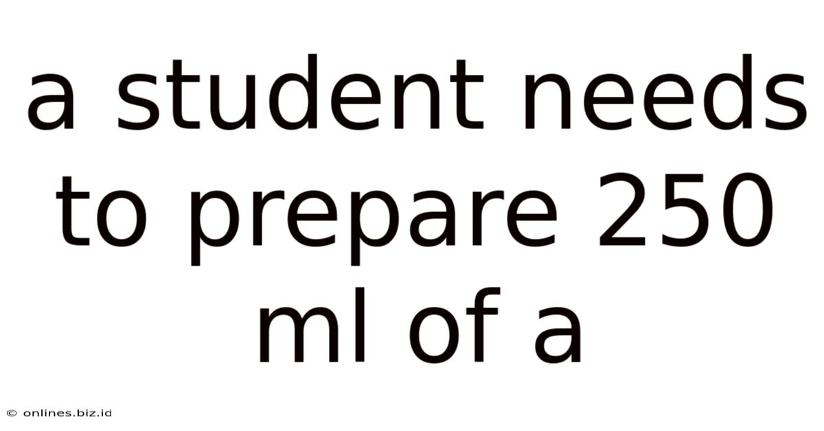 A Student Needs To Prepare 250 Ml Of A