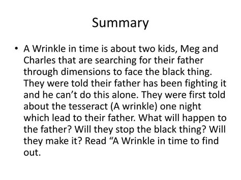 A Wrinkle In Time Chapter Summary