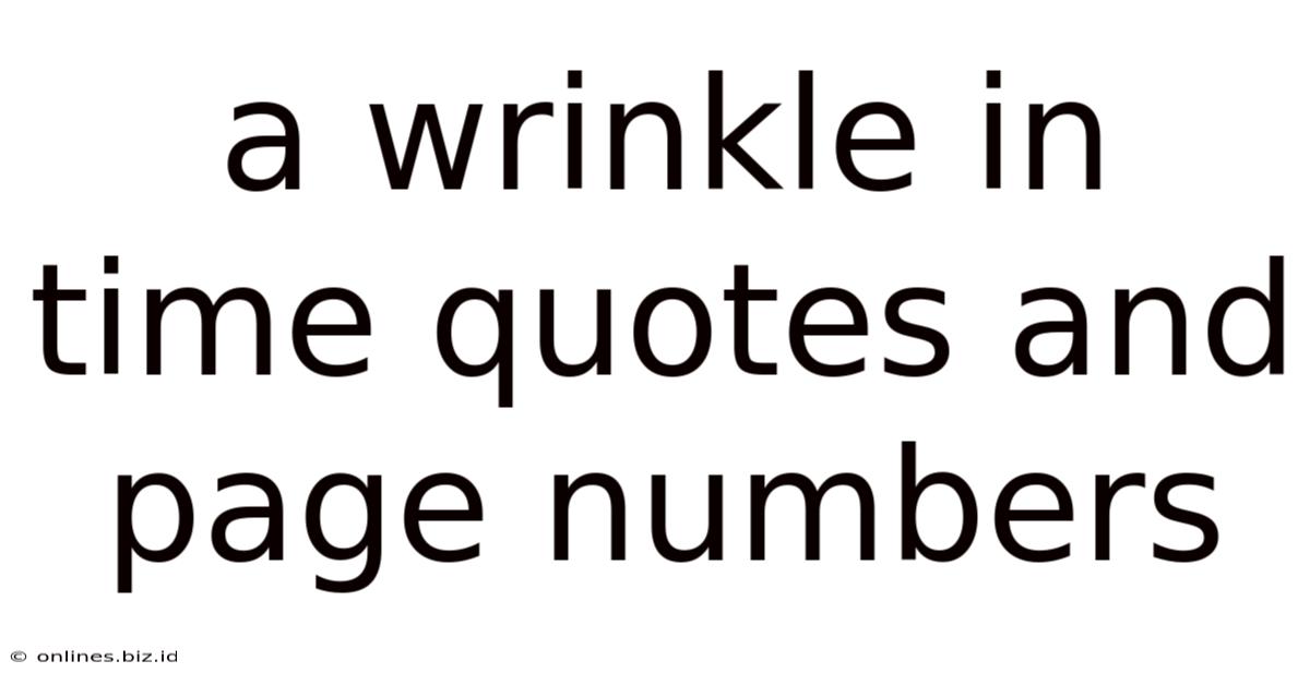 A Wrinkle In Time Quotes And Page Numbers