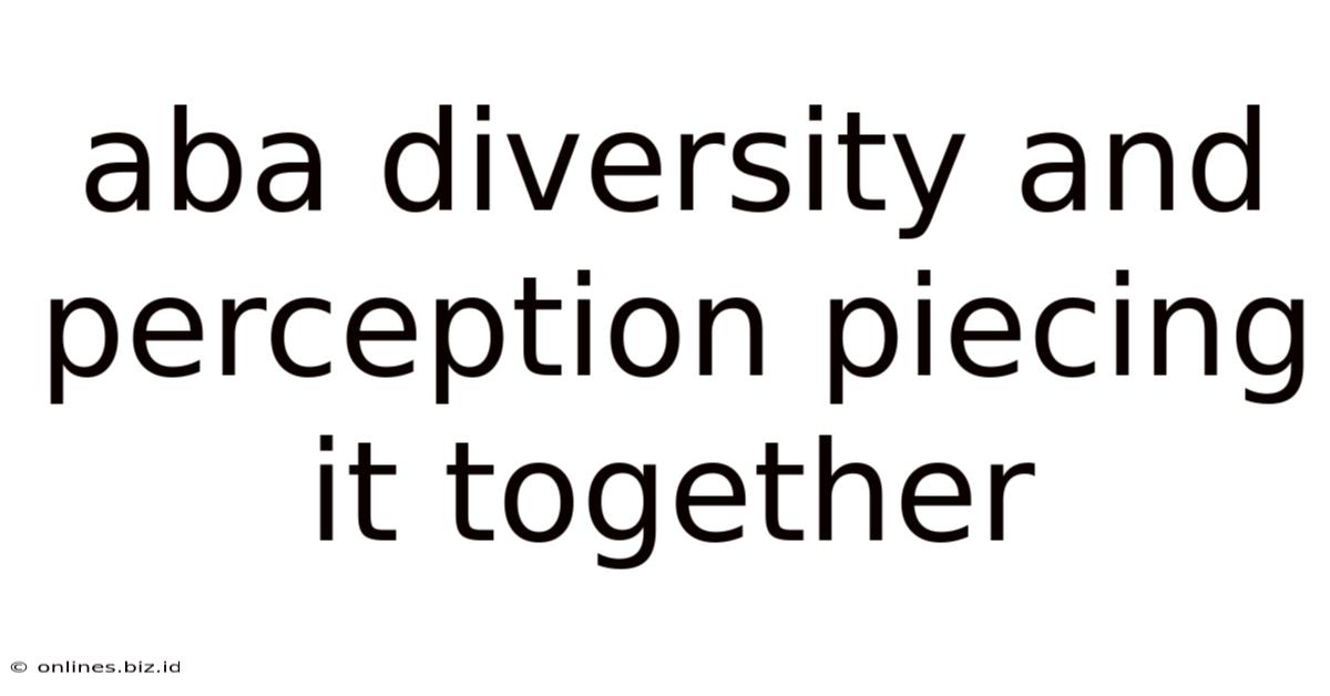 Aba Diversity And Perception Piecing It Together