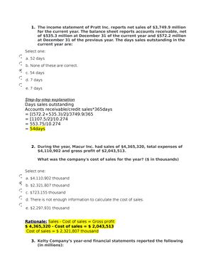 Acct 2302 -23650 Exam 1: Chapters 13-16