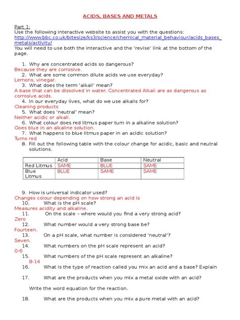 Acids And Bases Webquest Answer Key