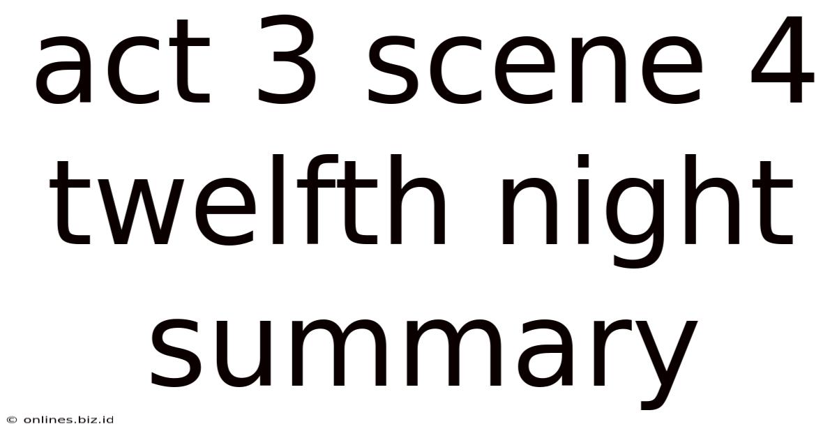 Act 3 Scene 4 Twelfth Night Summary