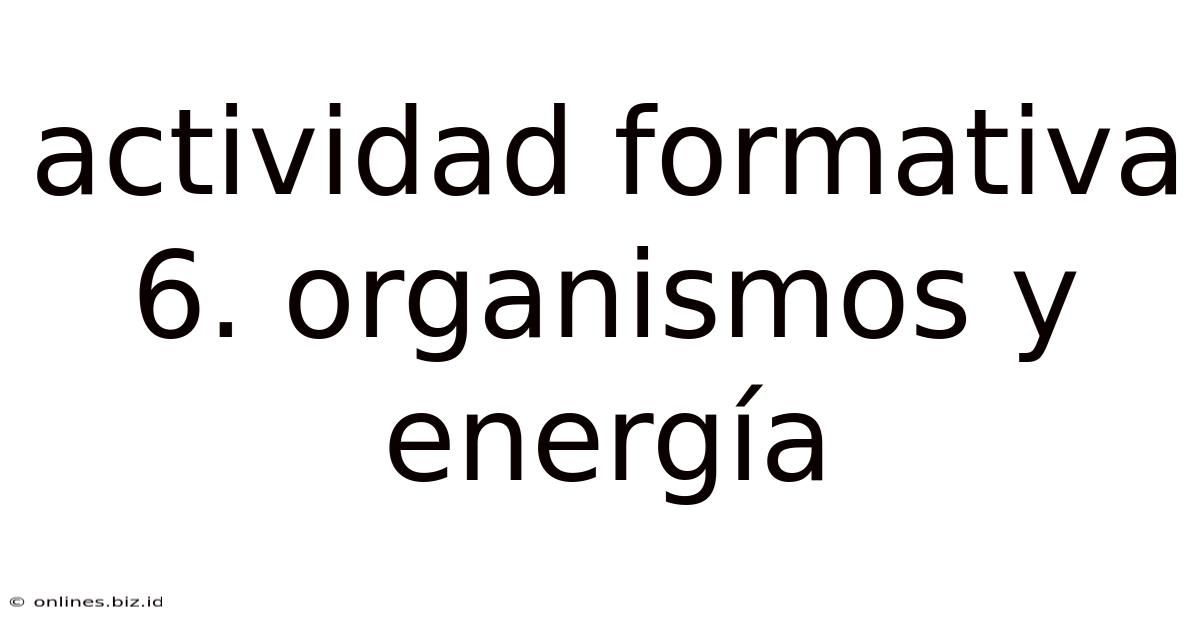 Actividad Formativa 6. Organismos Y Energía