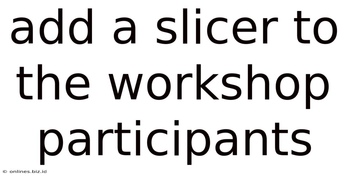 Add A Slicer To The Workshop Participants