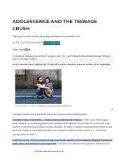 Adolescence And The Teenage Crush Answers