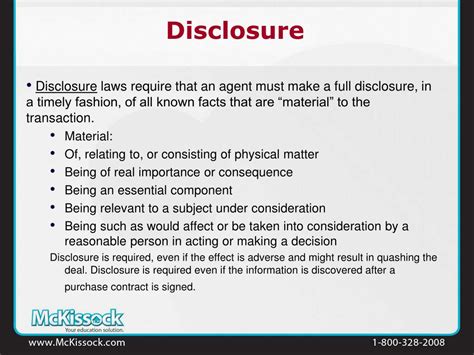 Agency Disclosure Law Requires Specified Agency Disclosures