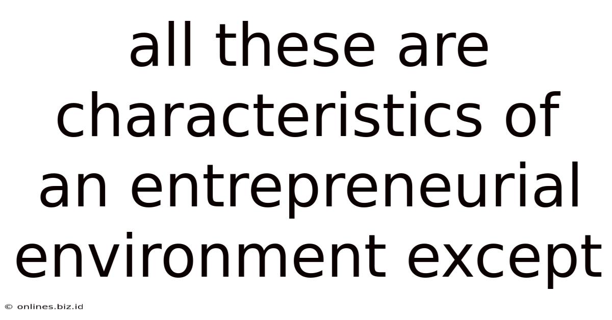 All These Are Characteristics Of An Entrepreneurial Environment Except
