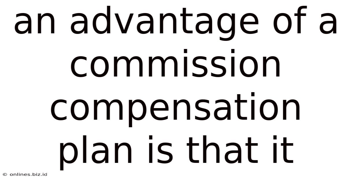 An Advantage Of A Commission Compensation Plan Is That It