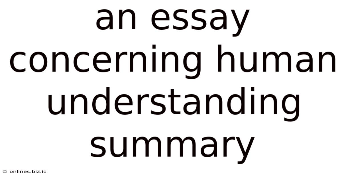 An Essay Concerning Human Understanding Summary
