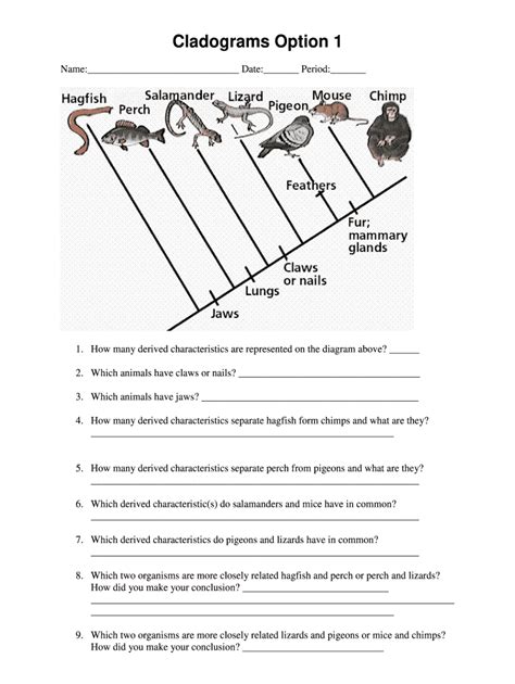 An Introduction To Cladograms And Trees Worksheet Answer Key