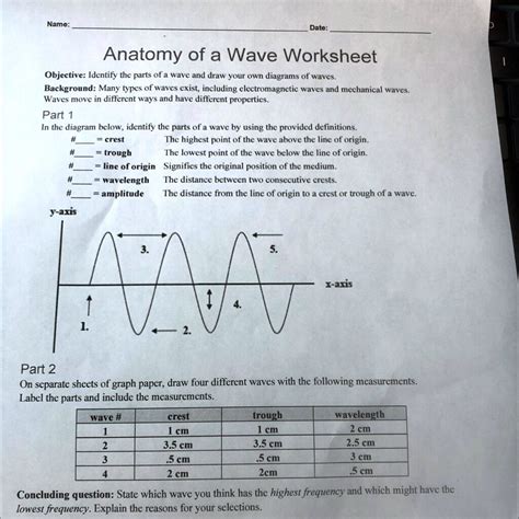 Anatomy Of A Wave Worksheet Answers