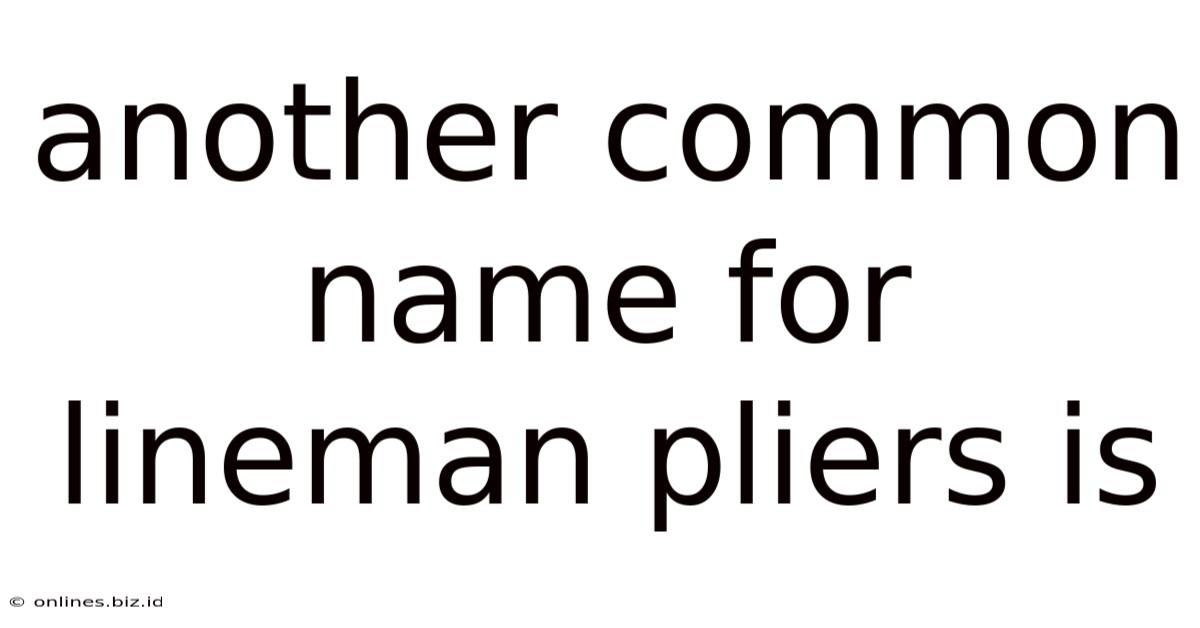 Another Common Name For Lineman Pliers Is