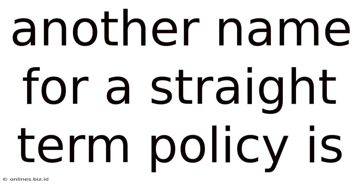 Another Name For A Straight Term Policy Is
