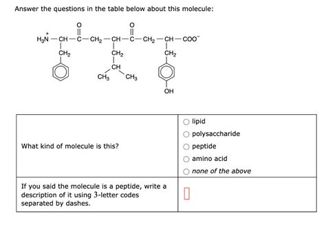 Answer The Questions In The Table Below About This Molecule