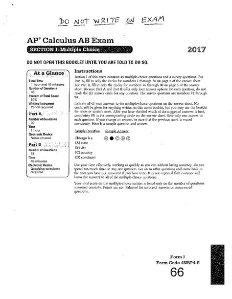 Ap Calculus Ab Multiple Choice 2017 Pdf