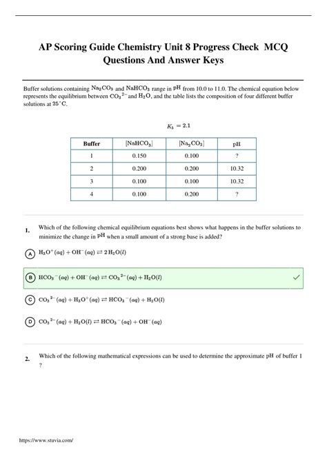 Ap Chemistry Unit 8 Progress Check Mcq