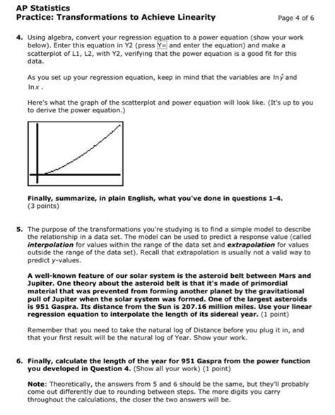 Ap Statistics Transformations To Achieve Linearity Worksheet