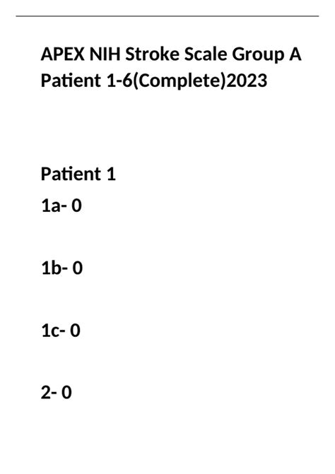 Apex Nih Stroke Scale Group A