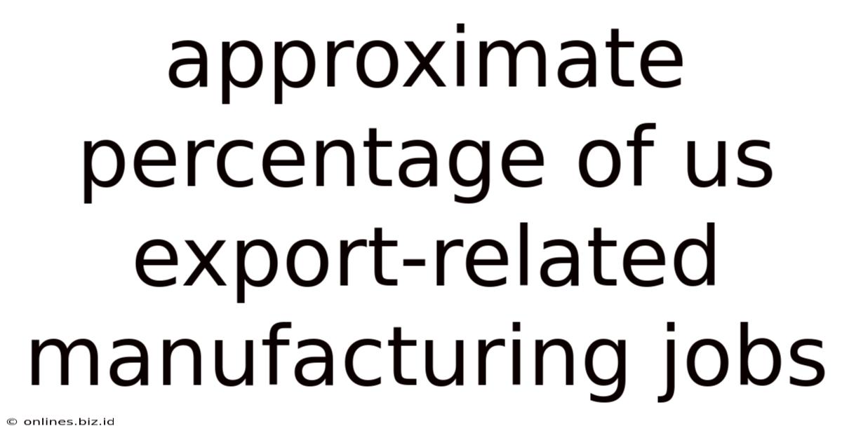 Approximate Percentage Of Us Export-related Manufacturing Jobs
