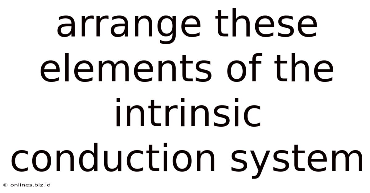 Arrange These Elements Of The Intrinsic Conduction System