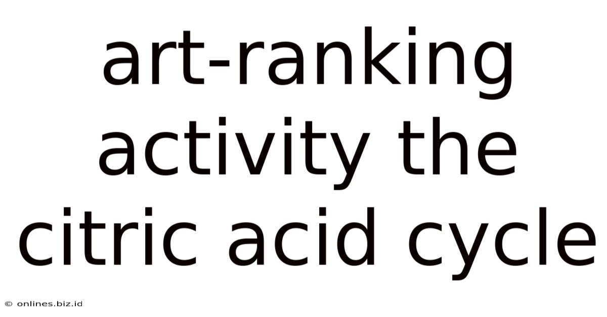 Art-ranking Activity The Citric Acid Cycle