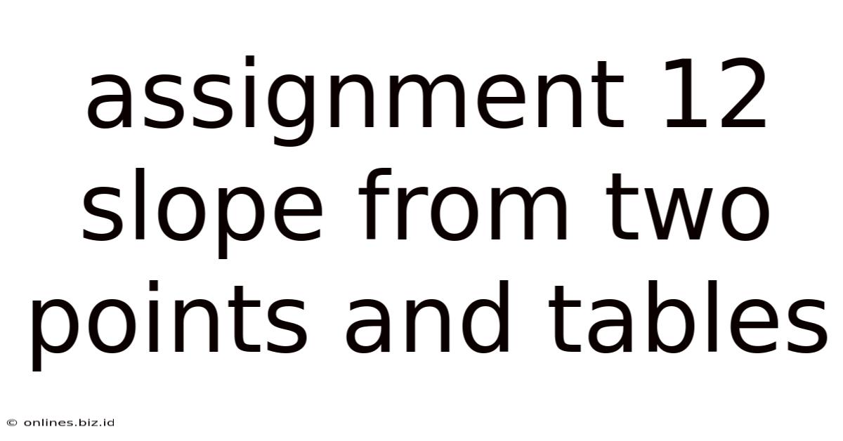 Assignment 12 Slope From Two Points And Tables