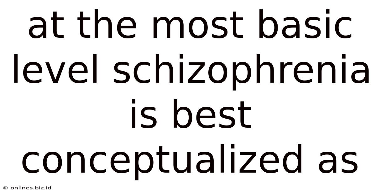 At The Most Basic Level Schizophrenia Is Best Conceptualized As