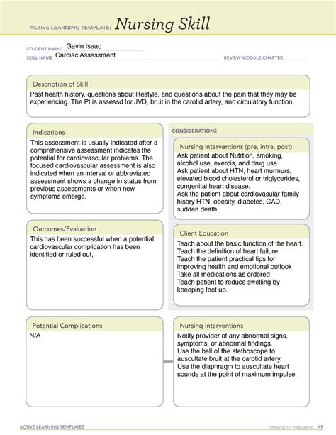 Ati Diagnostic Template For Heart Failure